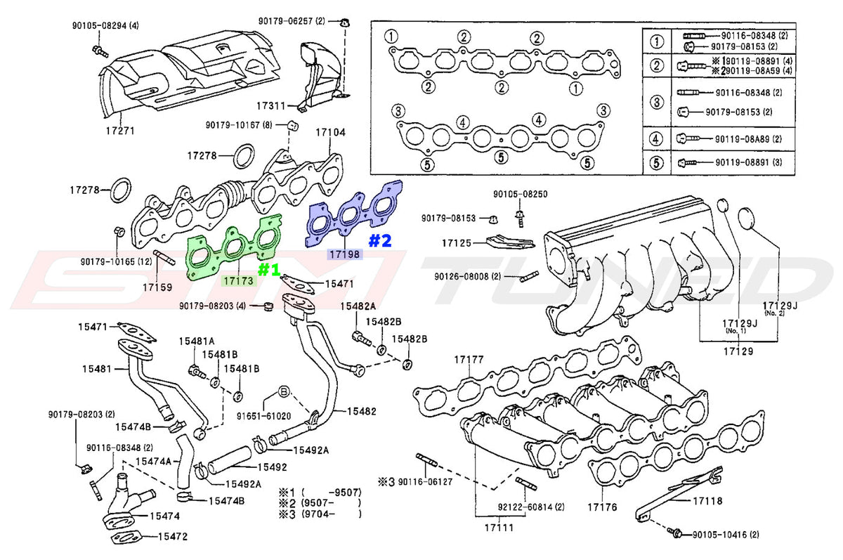 Toyota OEM Exhaust Manifold Gaskets for MK4 Supra (1717346040 1719846010)