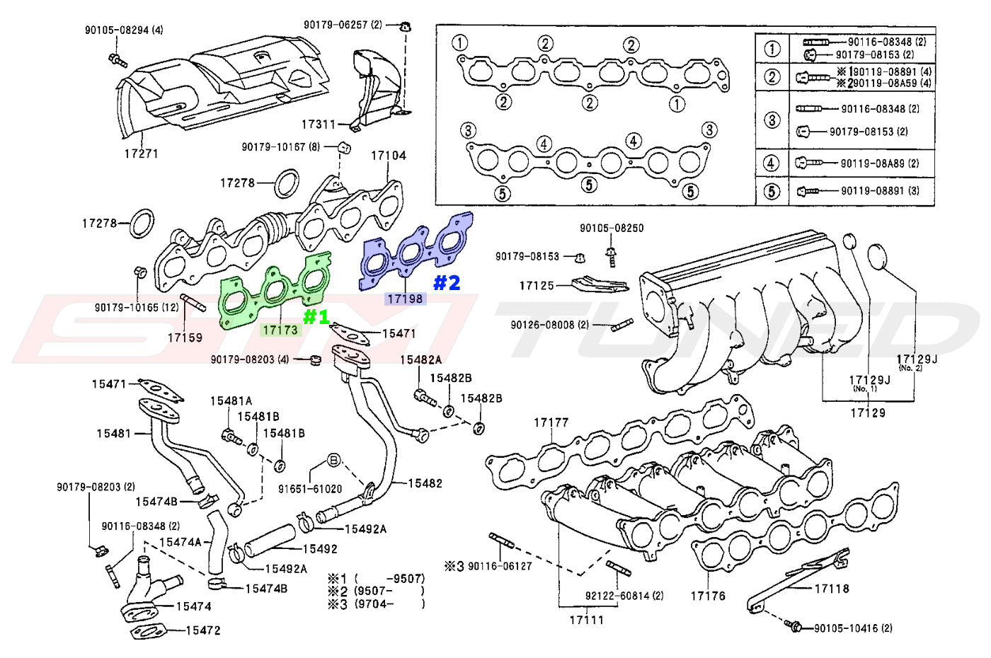 Toyota OEM Exhaust Manifold Gaskets for MK4 Supra (1717346040 1719846010)