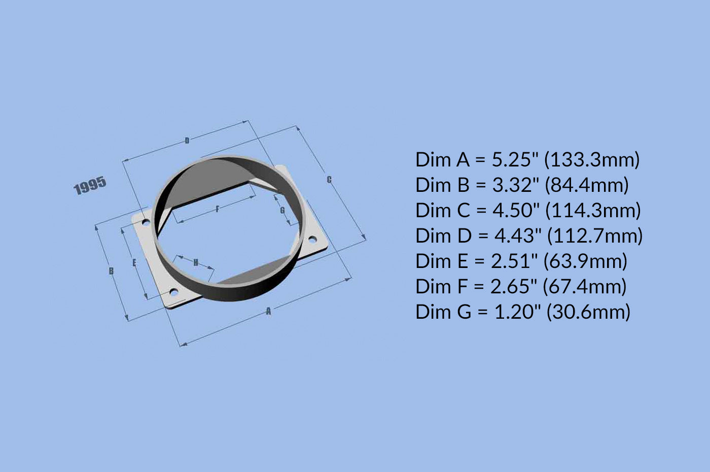 Vibrant Mass Air Flow Sensor Adapter Plate for Mitsubishi (1995)