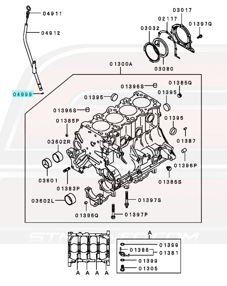 1G DSM / Galant VR4 Dipstick Oring Diagram
