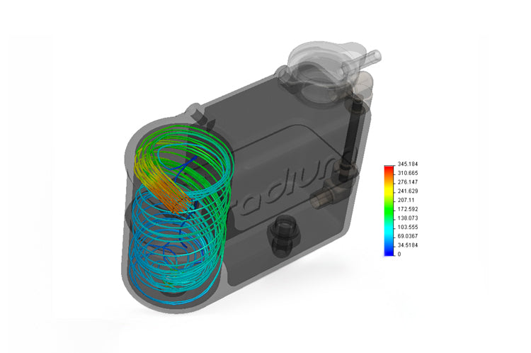 Coolant expansion tank internal swirl feature