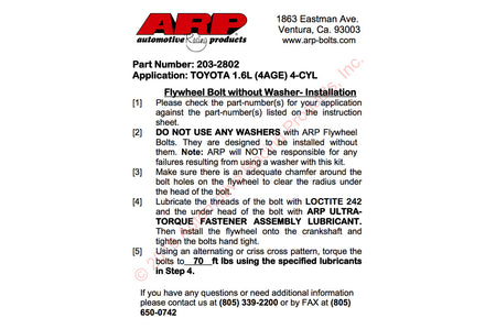 ARP Flywheel Bolts for 2JZ Supra (203-2802)