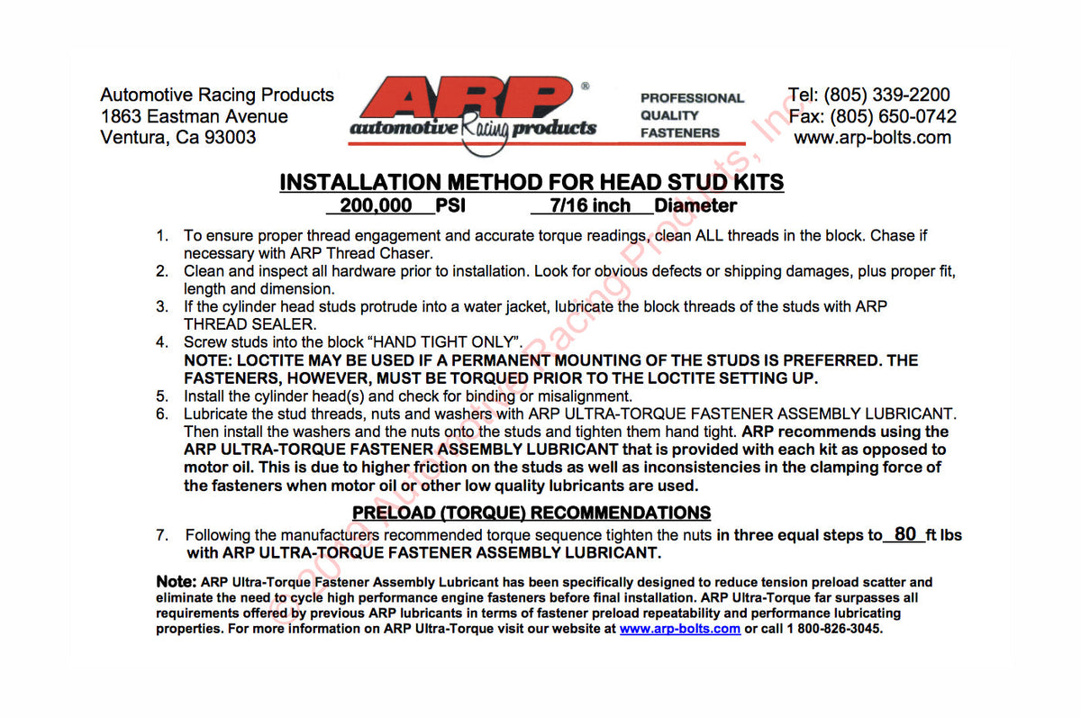 ARP Head Studs for 2JZ Supra (203-4205)