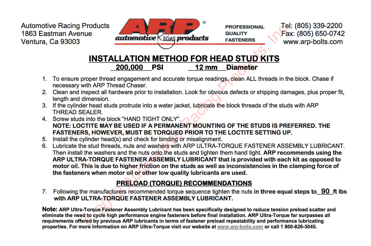 ARP Head Studs for 4G63 6-Bolt DSM (207-4201)