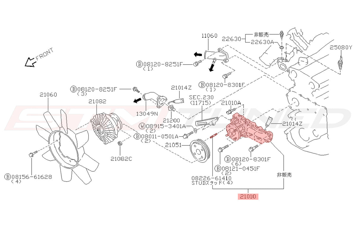RB26DETT Water Pump Diagram