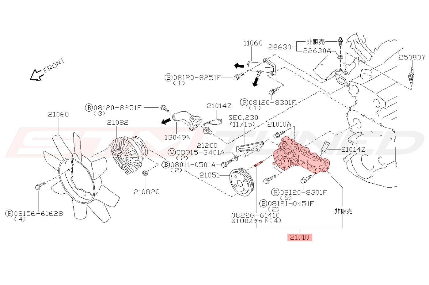 RB26DETT Water Pump Diagram
