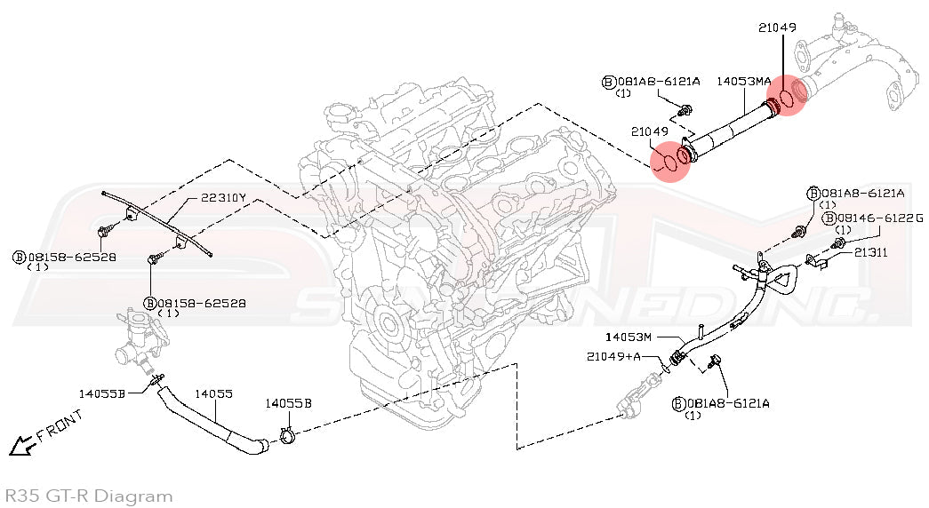 Nissan Water Pipe O-Rings - R35 GTR/350Z/370Z