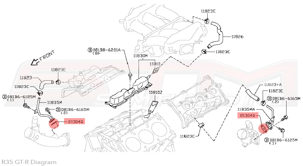 Nissan Inlet Pipe to Breather Gasket - R35 GTR