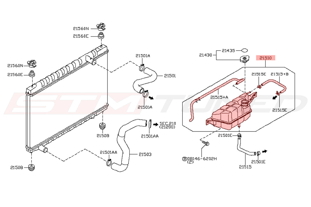 Nissan OEM Coolant Reservoir Tank for R35 GTR (21710JF00A)
