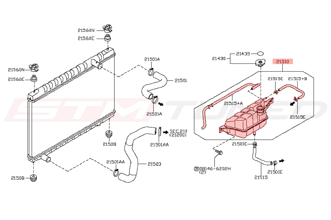 Nissan OEM Coolant Reservoir Tank for R35 GTR (21710JF00A)