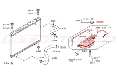 Nissan OEM Coolant Reservoir Tank for R35 GTR (21710JF00A)