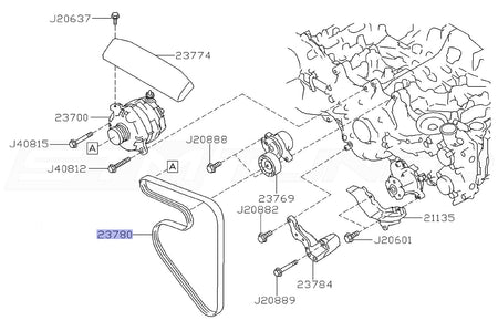 Subaru OEM Serpentine Alternator Belt for 2022+ WRX (23780AA070)