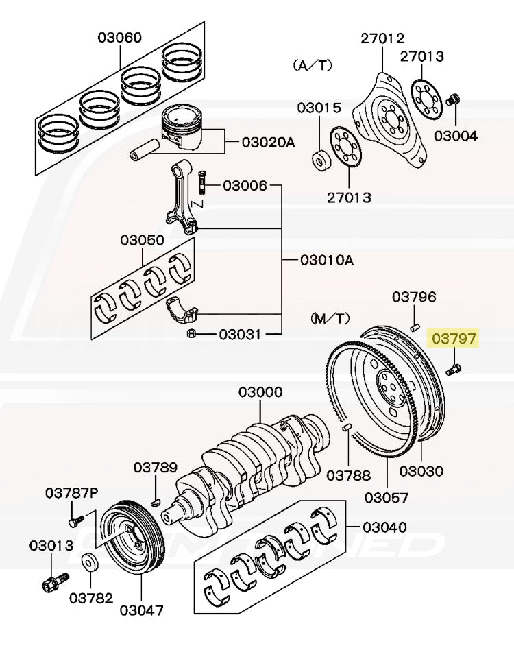 Mitsubishi OEM Flywheel Bolt for 6-Bolt DSM (2795A956)