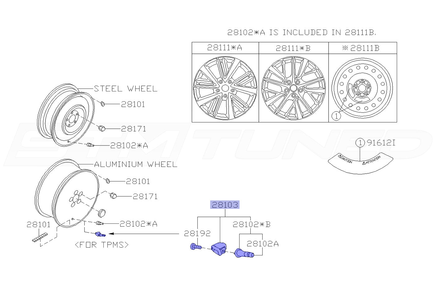 Subaru OEM TPMS Sensor for 2022+ WRX (28103FL010)