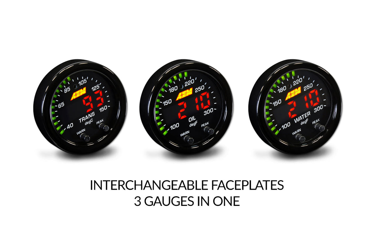 AEM X-Series Water Oil Trans Temperature Gauge (30-0302)