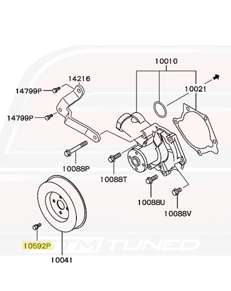 Mitsubishi OEM Water Pump Pulley Bolt for Evo 8/9 (3200A119)