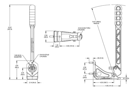 340-14769 Wilwood Vertical Hand Brake Lever Assembly