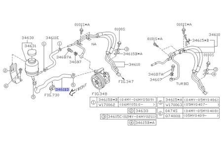 Subaru OEM Power Steering Hose for 2002-2003 WRX (34611FE000)