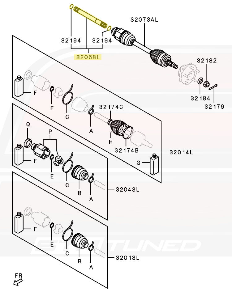 Mitsubishi OEM Axle Shaft Front Inner LH for Evo X (3815A209)