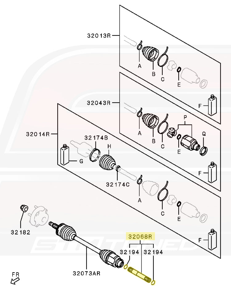 Mitsubishi OEM Axle Shaft Front Inner RH for Evo X (3815A210)