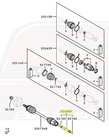 Mitsubishi OEM Axle Shaft Front Inner RH for Evo X (3815A210)