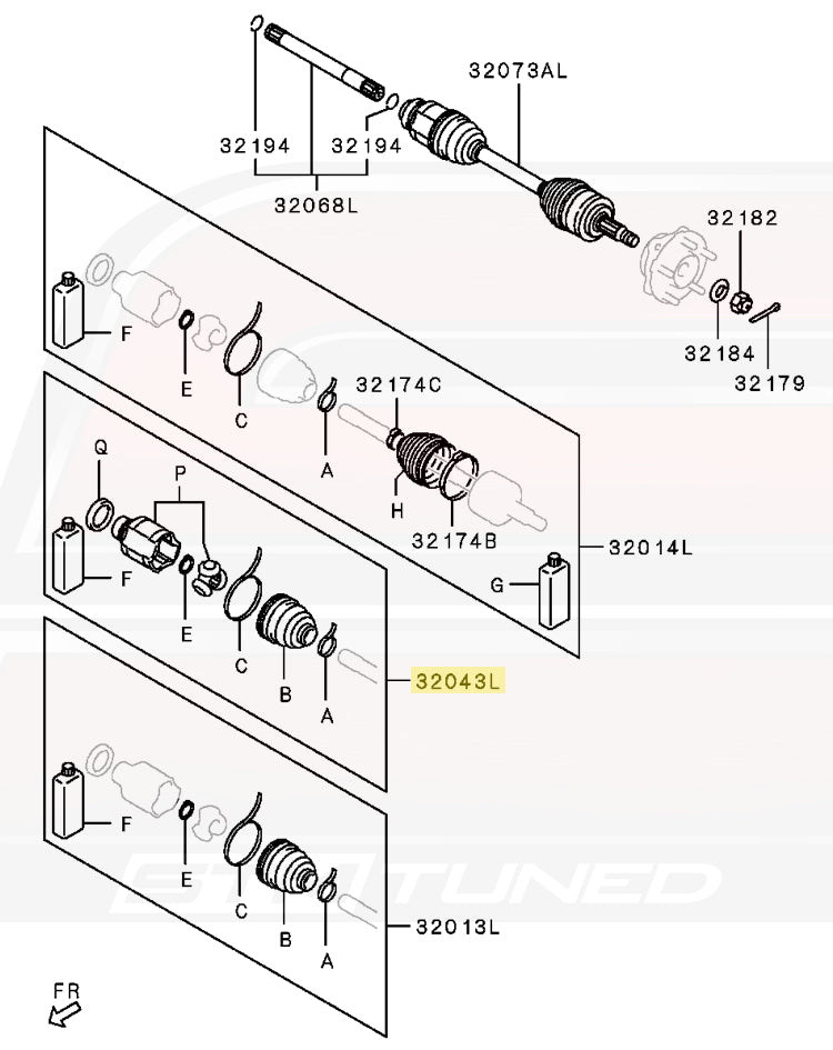 Evo X 2008-2010 Cotter-Pin Style Axle LH