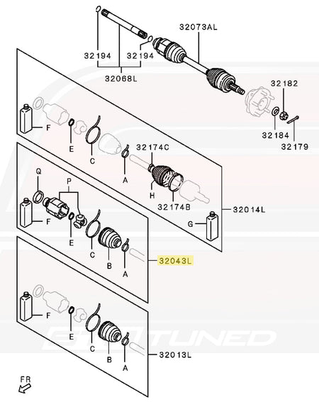 Evo X 2008-2010 Cotter-Pin Style Axle LH