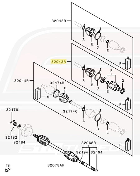 Evo X 2008-2010 Cotter-Pin Style Axle RH