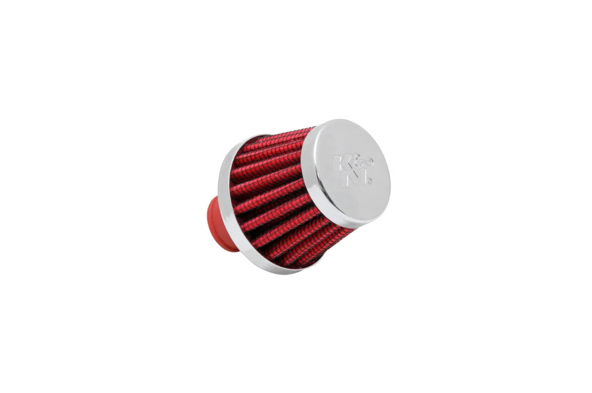 K&N Breather (62-1600RD) 3/8" Rubber Flange / Red Filter / Chrome Top