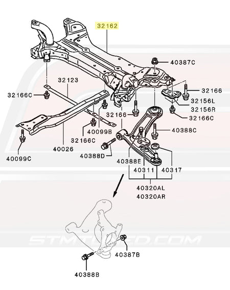 Evo X Front Crossmember Diagram (4000A124)