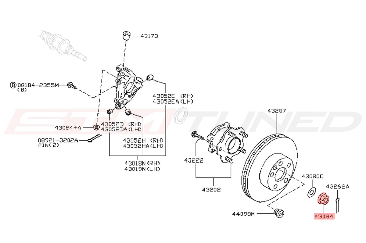 Nissan OEM Axle Nut for R35 350Z 370Z (40262-1CA0A)