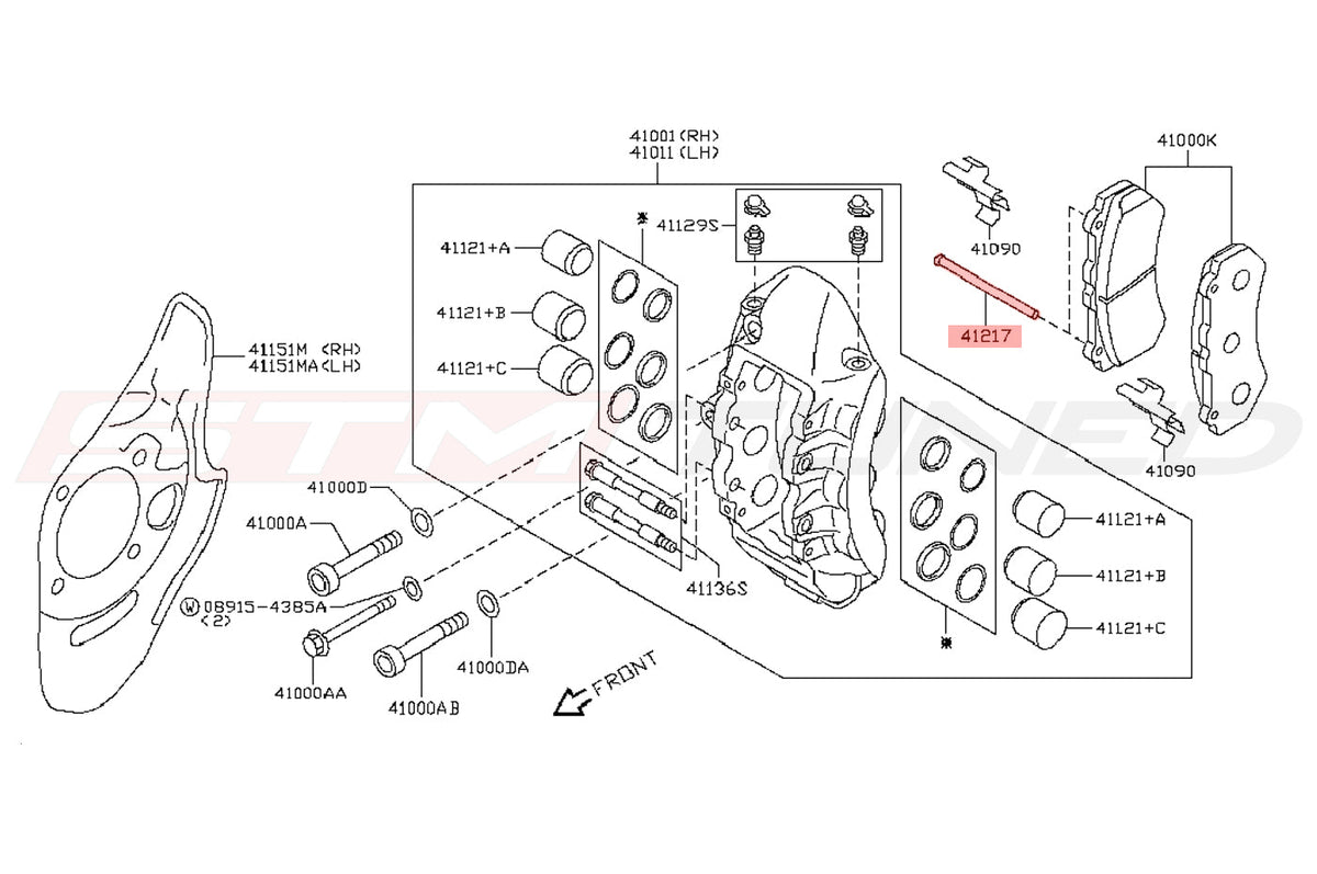 R35 GTR Front Caliper DIagram