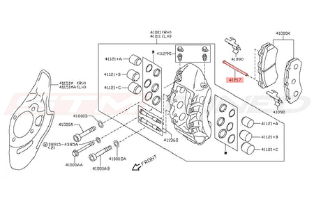 R35 GTR Front Caliper DIagram