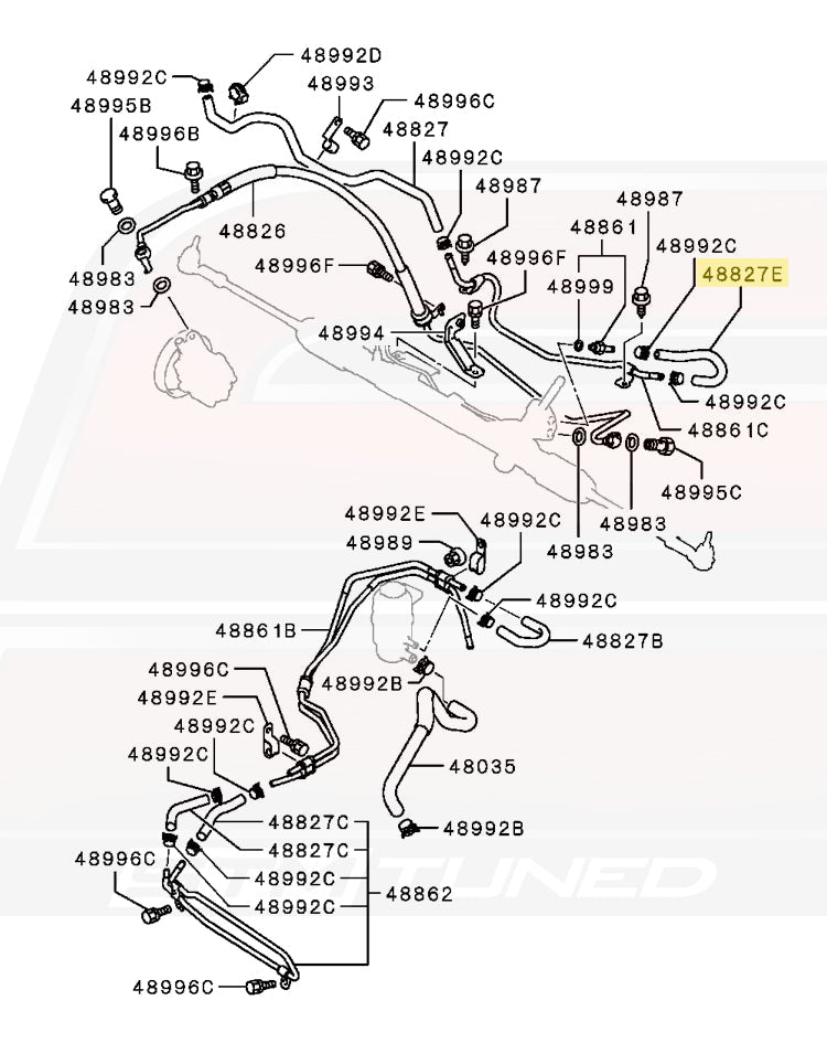 Mitsubishi OEM Power Steering Hose Diagram for Evo X (4455A013)