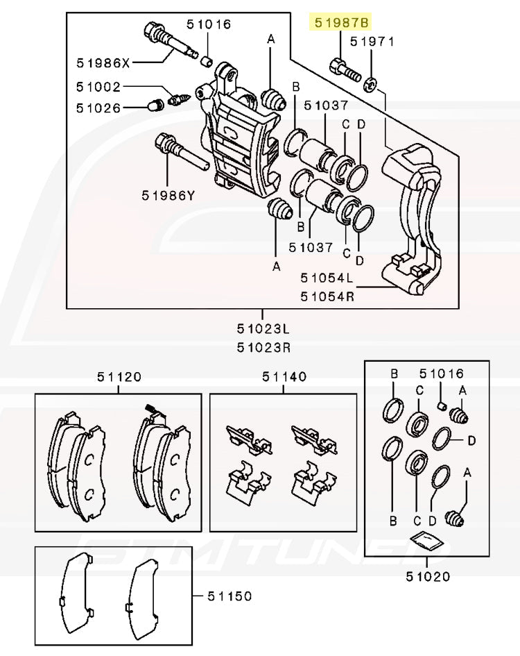 Mitsubishi OEM Front Caliper Mounting Bolt for 2G DSM / Evo 4 (4605A156)