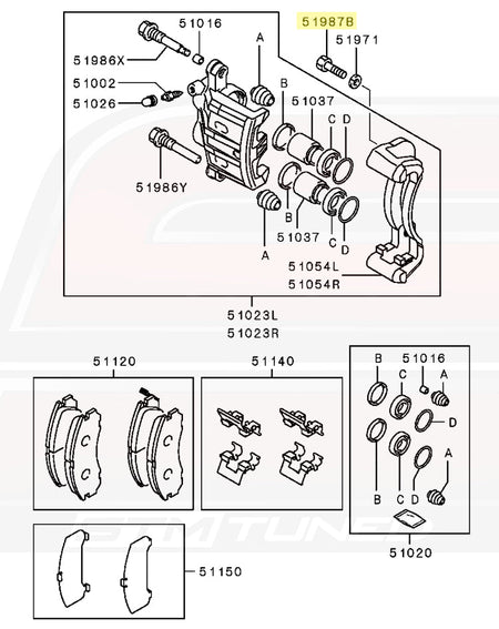 Mitsubishi OEM Front Caliper Mounting Bolt for 2G DSM / Evo 4 (4605A156)