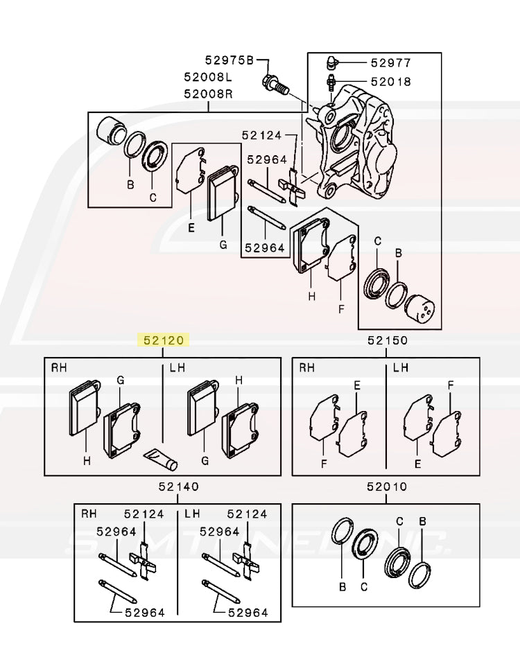 Mitsubishi OEM Rear Brembo Diagram for Evo X Image © STM Tuned Inc