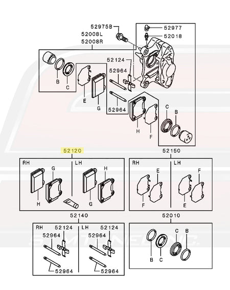 Mitsubishi OEM Rear Brembo Diagram for Evo X Image © STM Tuned Inc