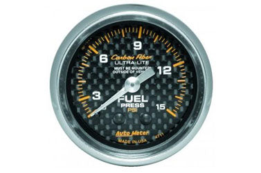 Fuel Pressure: 0-15 PSI - Carbon Fiber Mechanical Gauge (2 1/16")