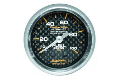 Fuel Pressure: 0-100 PSI Carbon Fiber Mechanical Gauge (2 1/16") 