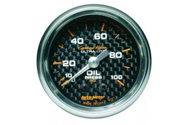 Oil Pressure: 0-100 PSI - Carbon Fiber Mechanical Gauge (2 1/16") 