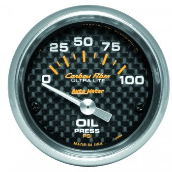 Oil Pressure: 0-100 PSI - Carbon Fiber Air-Core Gauge (2 1/16")