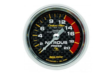 Nitrous Pressure: 0-2000 PSI - Carbon Fiber Mechanical Gauge (2 1/16") 