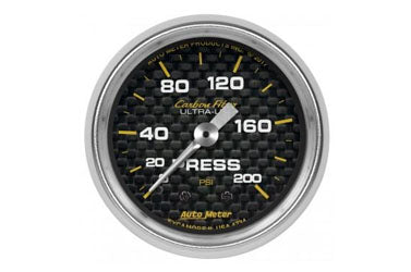 Pressure Gauge: 0-200 PSI - Carbon Fiber Mechanical Gauge (2 1/16") 
