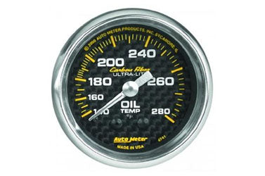 Oil Temperature: 140-280°F - Carbon Fiber Mechanical Gauge (2 1/16") 