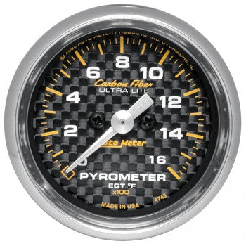 EGT Temperature: 0-1600°F - Carbon Fiber Stepper Motor Gauge (2 1/16")