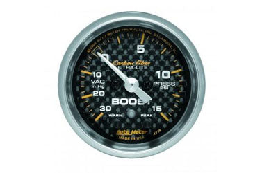 Boost/Vacuum: -30 to 15 PSI - Carbon Fiber Stepper Motor Gauge (2 1/16") 