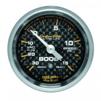 Boost/Vacuum: -30 to 15 PSI - Carbon Fiber Stepper Motor Gauge (2 1/16")