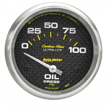 Oil Pressure: 0-100 PSI - Carbon Fiber Air-Core Gauge (2 5/8")