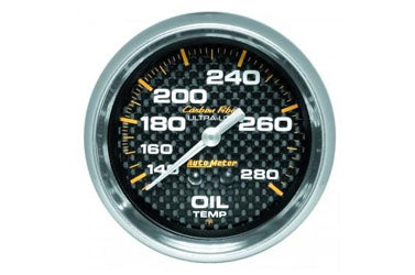 Oil Temperature: 140-280°F - Carbon Fiber Mechanical Gauge (2 5/8") 
